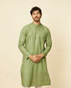 Moss Green Chequered Patterned Kurta Set